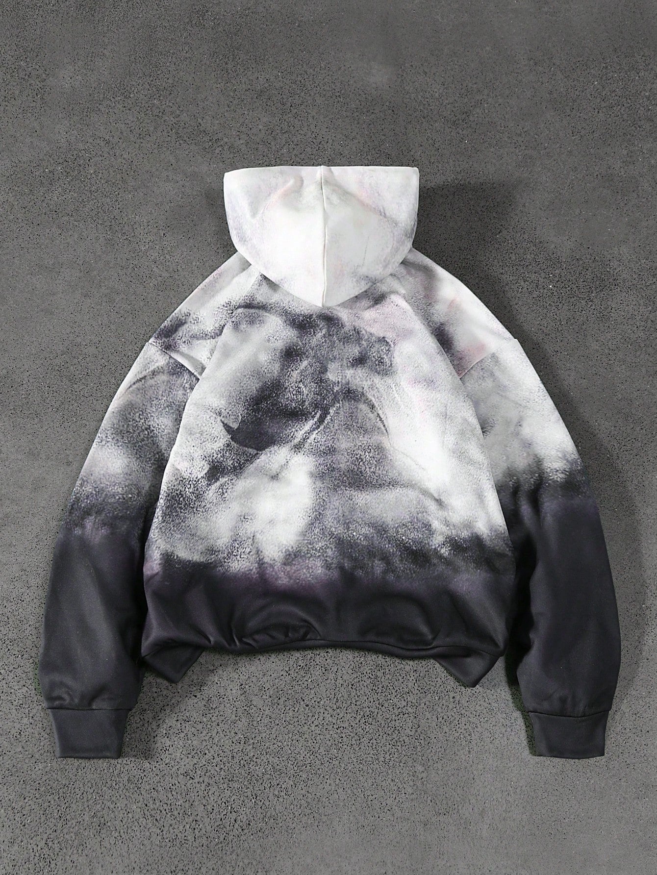 Tie-Dye Graphic Full-Zip Grey Hoodie