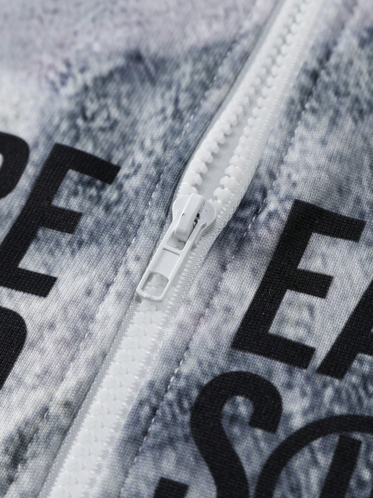 Tie-Dye Graphic Full-Zip Grey Hoodie