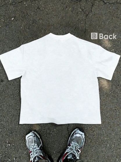 Time Graphic Oversized White T-Shirt