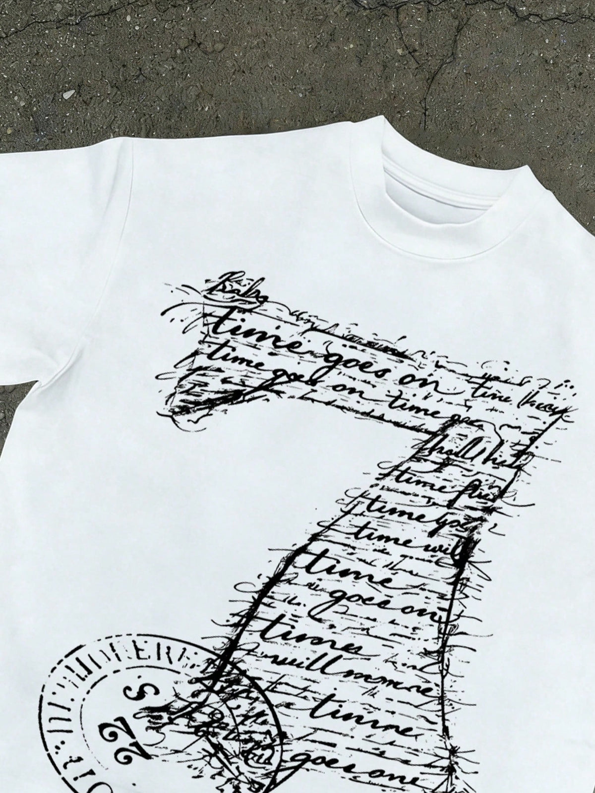 Time Graphic Oversized White T-Shirt