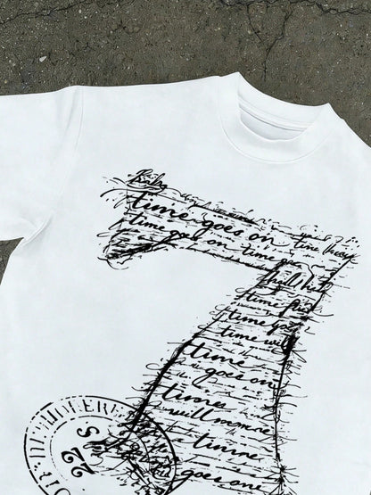 Time Graphic Oversized White T-Shirt