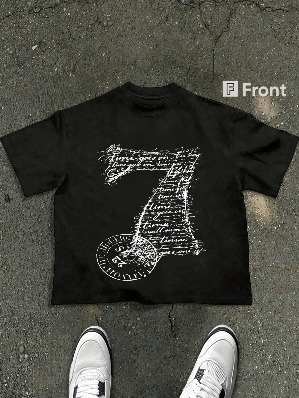 Time Graphic Oversized White T-Shirt