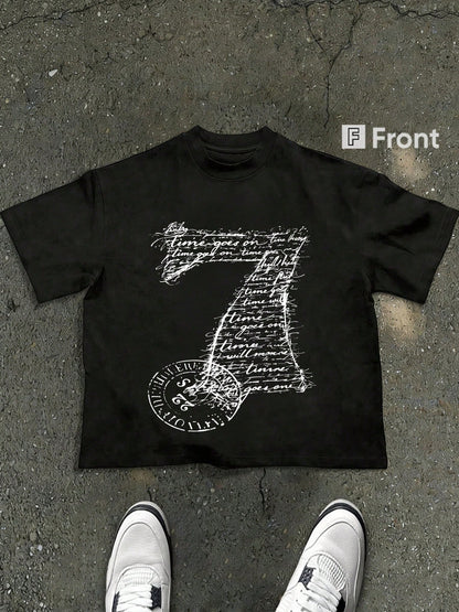 Time Graphic Oversized White T-Shirt