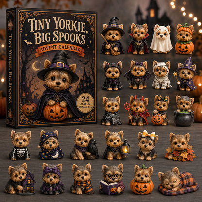 HALLOWEEN KICKOFF 40% OFF - Tiny Yorkie Big Spooks Advent Calendar 2026 - 24-Day Festive Countdown, Acrylic Charms Blind Box - Gift For Yorkshire Terrier Lovers AC0NT103