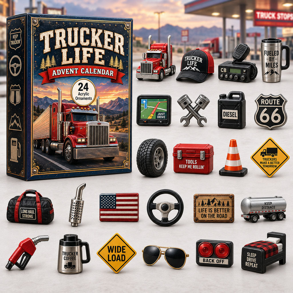 CHRISTMAS KICKOFF 40% OFF - Trucker Life Advent Calendar 2026 - 24-Day Festive Countdown, Acrylic Charms Blind Box - Gift For Job Lovers AC0HA234