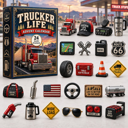 CHRISTMAS KICKOFF 40% OFF - Trucker Life Advent Calendar 2026 - 24-Day Festive Countdown, Acrylic Charms Blind Box - Gift For Job Lovers AC0HA234