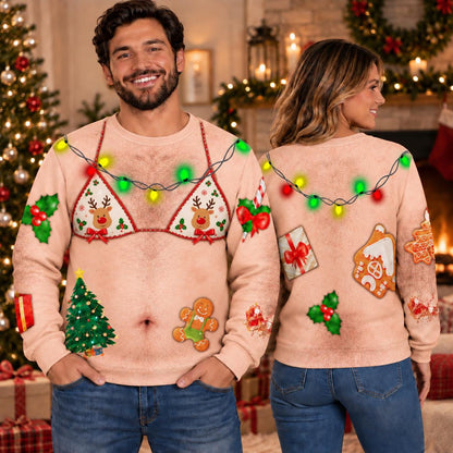 Ugly Christmas Reindeer Bikini Graphic Sweatshirt