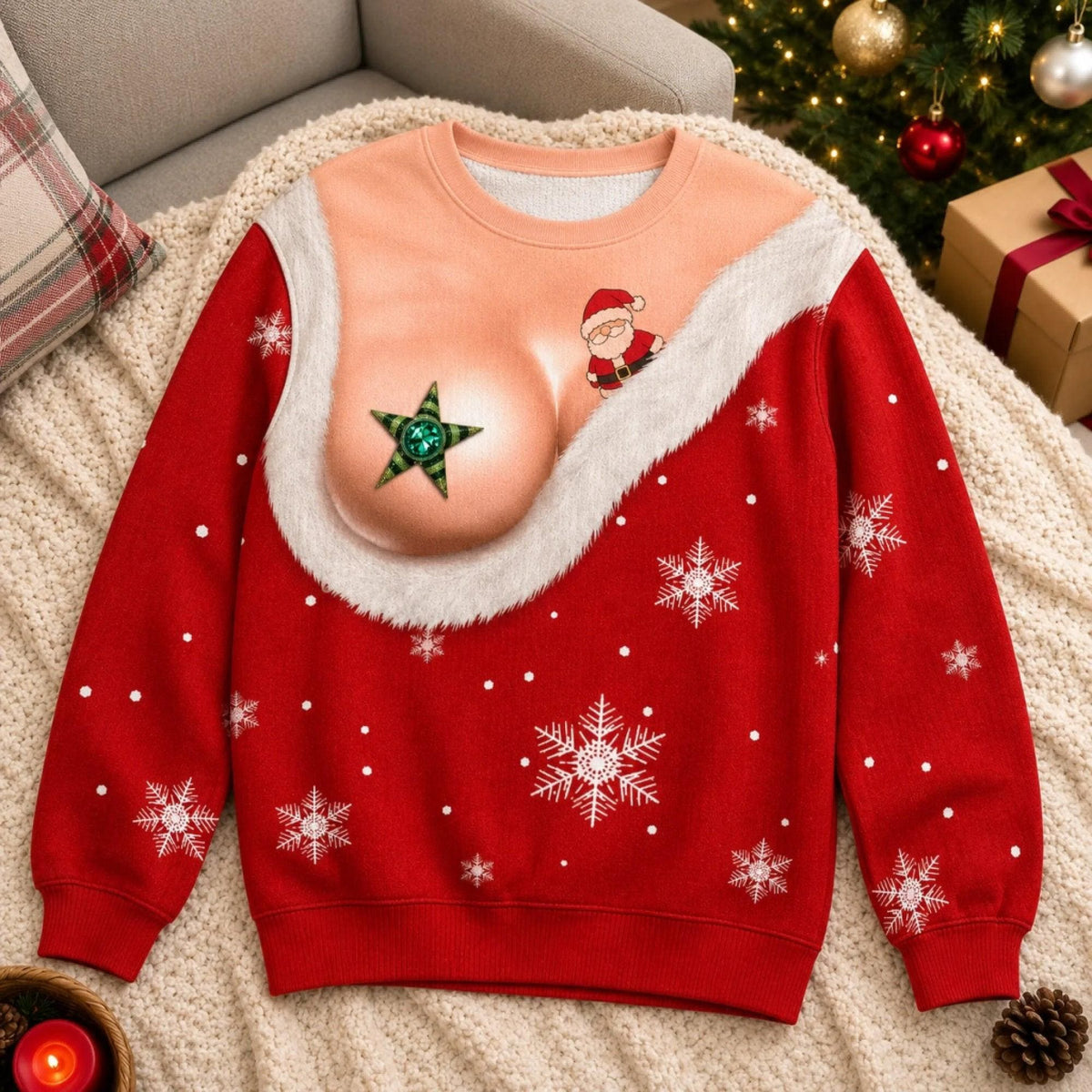 Ugly Christmas Santa Star Graphic Sweatshirt