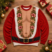Ugly Christmas Sweater Mens Muscle Chest Hibiscus