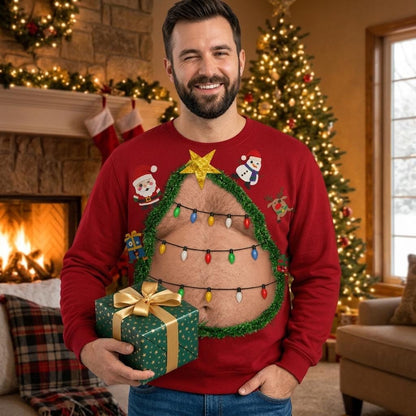 Ugly Christmas Tree Chest Graphic Sweatshirt