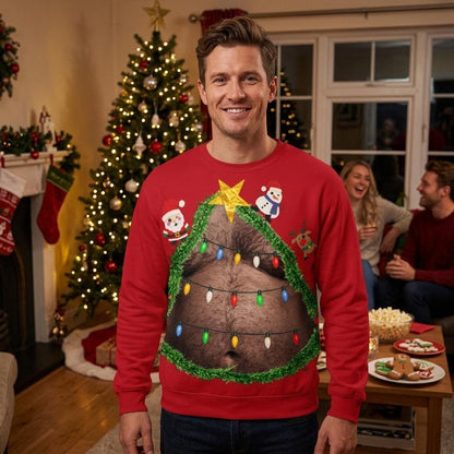 Ugly Christmas Tree Chest Graphic Sweatshirt