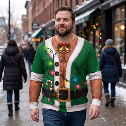 Ugly Hairy Chest Elf Suit Christmas Tree Sweater