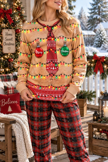 Ugly Hairy Chest Men's Holiday String Lights Sweater