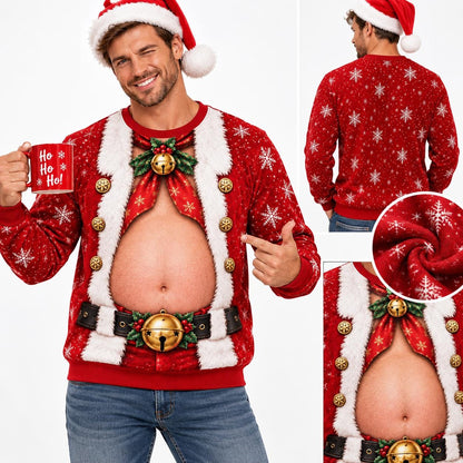 Ugly Santa Belly Jingle Bell Christmas Sweater