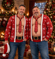 Ugly Santa Chest Tie Christmas Sweater for Men