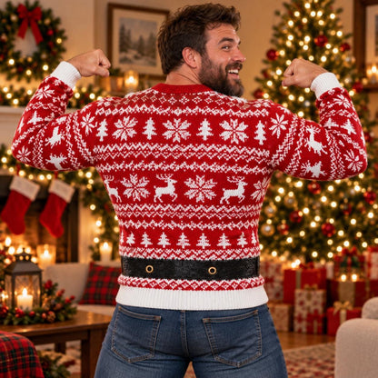 Ugly Santa Tattooed Muscle Christmas Sweater
