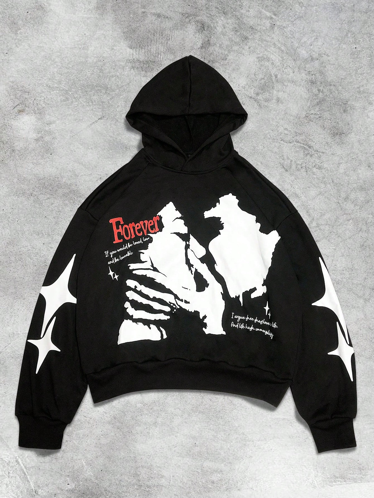 Unisex Forever Graphic Hoodie with Star Prints