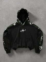 Unisex Star Logo Camo Spliced Hoodie