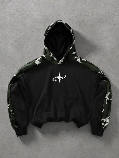 Unisex Star Logo Camo Spliced Hoodie