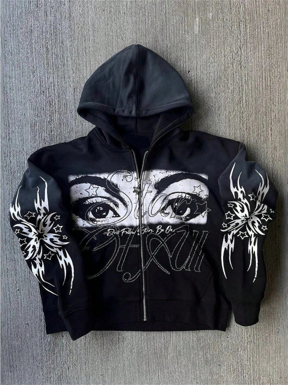 Unisex Y2K Star Graphic Full Zip Hoodie