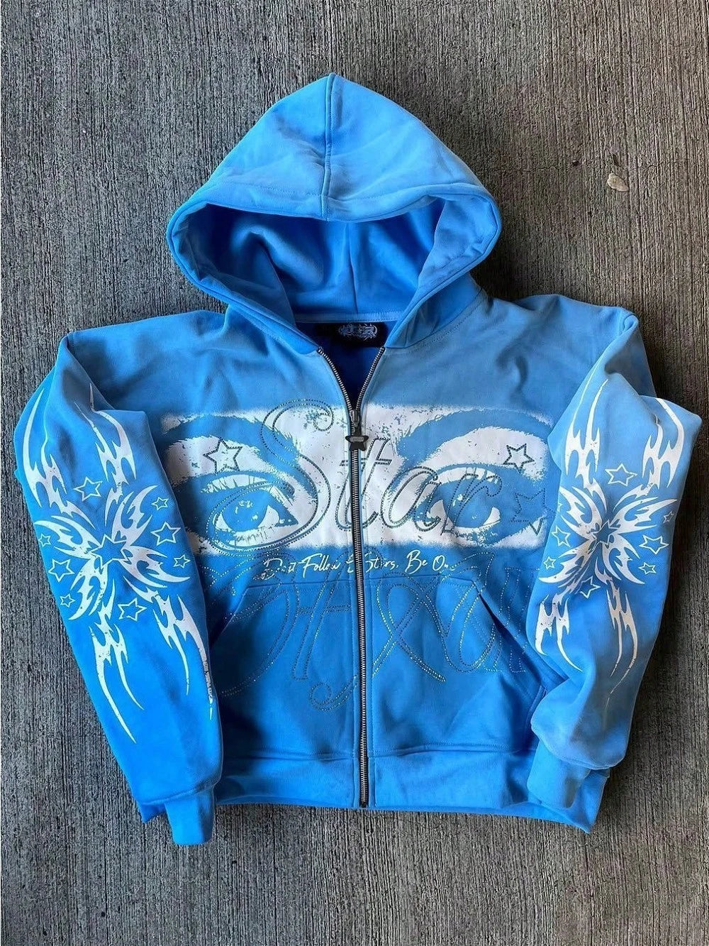Unisex Y2K Star Graphic Full Zip Hoodie