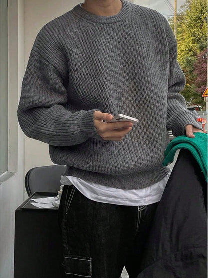 Unisex Loose Fit Pointelle Knit Sweater