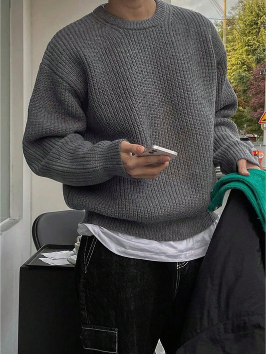 Unisex Loose Fit Pointelle Knit Sweater