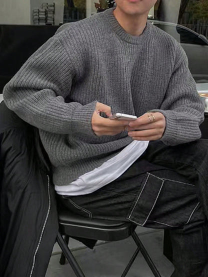 Unisex Loose Fit Pointelle Knit Sweater