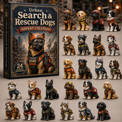 CHRISTMAS KICKOFF 40% OFF - Urban Search & Rescue Dogs Advent Calendar 2026 - 24-Day Festive Countdown, Acrylic Charms Blind Box - Gift For Dog Lovers AC0NT045