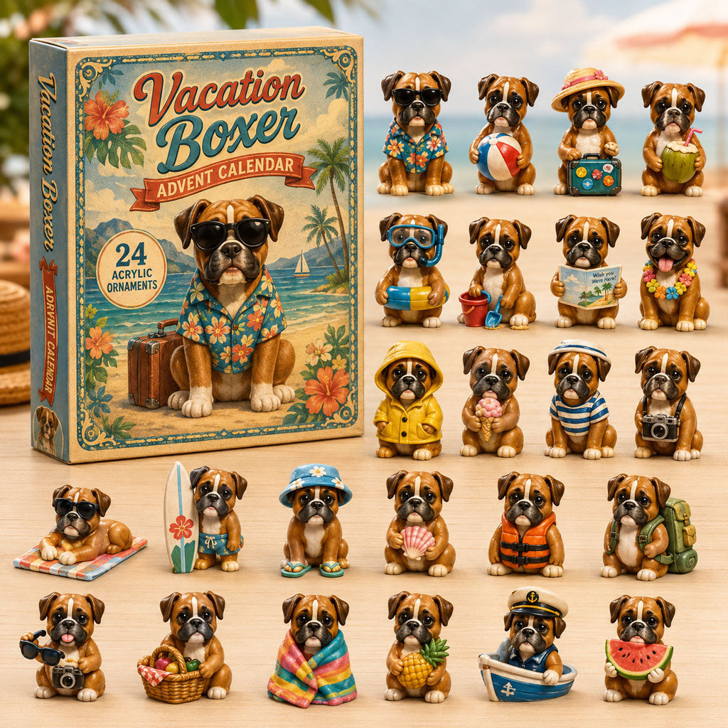 CHRISTMAS KICKOFF 40% OFF - Vacation Boxer Advent Calendar 2026 - 24-Day Festive Countdown, Acrylic Charms Blind Box - Gift For Boxer Lovers AC0NT180