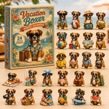 CHRISTMAS KICKOFF 40% OFF - Vacation Boxer Advent Calendar 2026 - 24-Day Festive Countdown, Acrylic Charms Blind Box - Gift For Boxer Lovers AC0NT180
