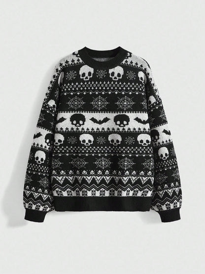 Vintage Dark Skeleton Bat Knit Sweater