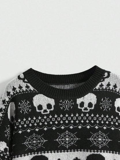 Vintage Dark Skeleton Bat Knit Sweater