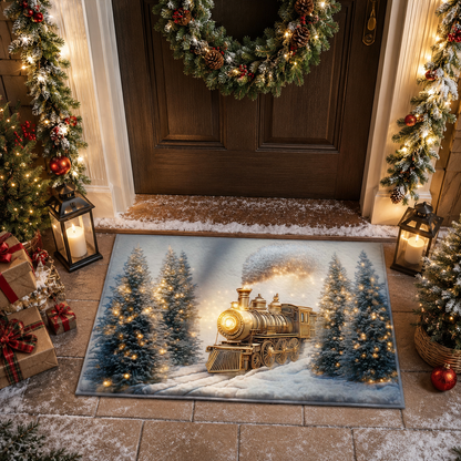 Vintage Express Steam Train Welcome Mat - Christmas Gate Doormat
