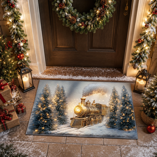 Vintage Express Steam Train Welcome Mat - Christmas Gate Doormat
