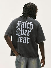 Vintage Faith Over Fear Acid Wash Graphic T-Shirt