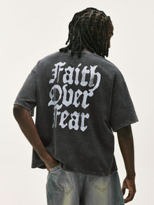 Vintage Faith Over Fear Acid Wash Graphic T-Shirt