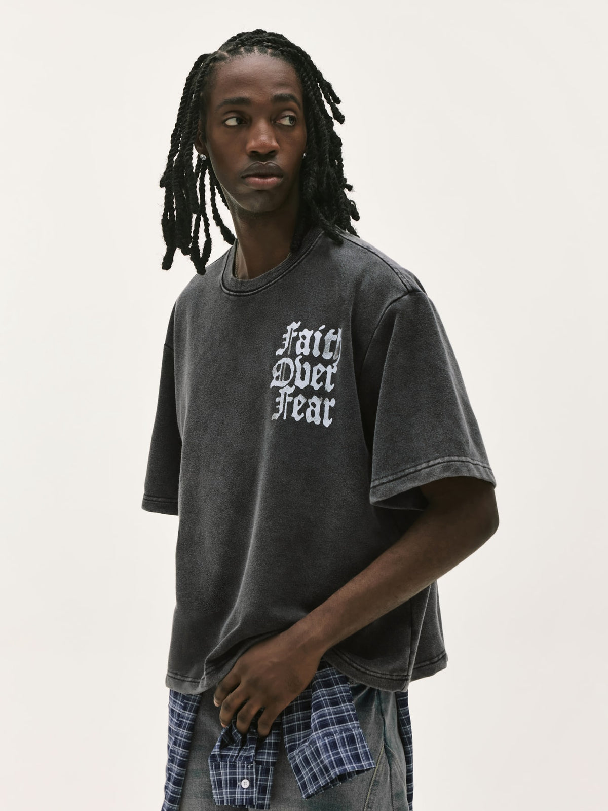 Vintage Faith Over Fear Acid Wash Graphic T-Shirt