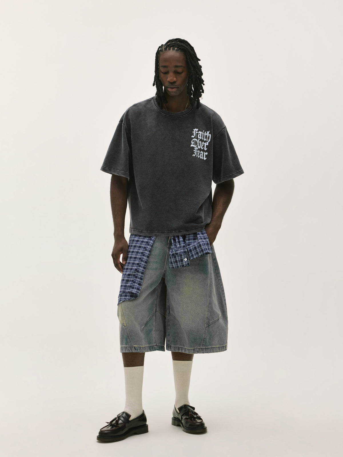 Vintage Faith Over Fear Acid Wash Graphic T-Shirt