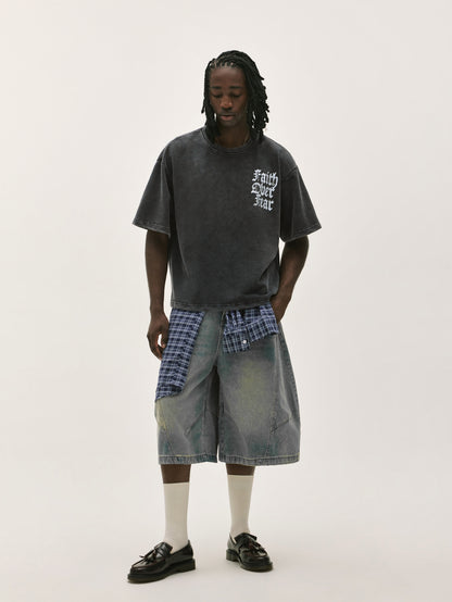 Vintage Faith Over Fear Acid Wash Graphic T-Shirt