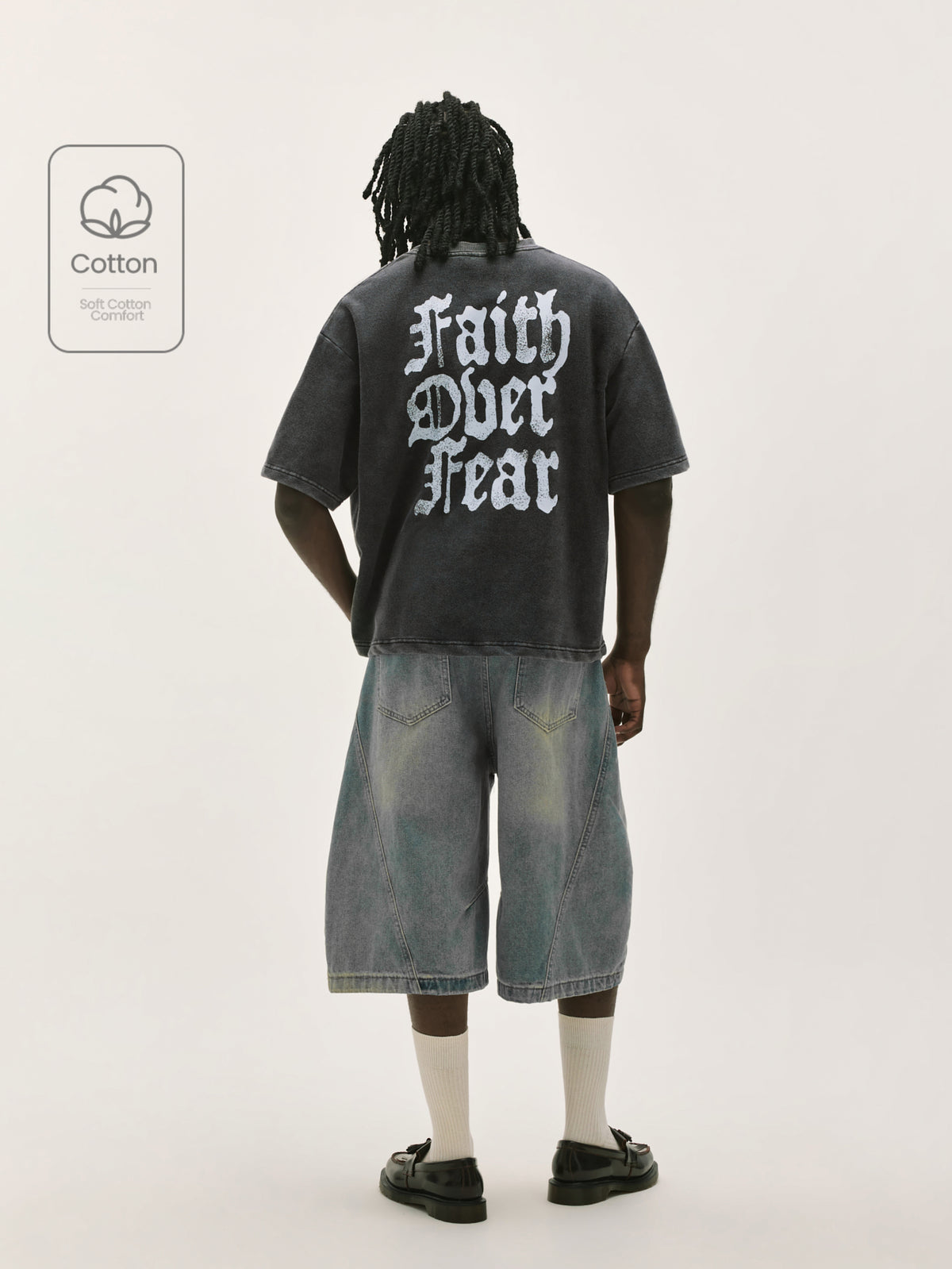 Vintage Faith Over Fear Acid Wash Graphic T-Shirt