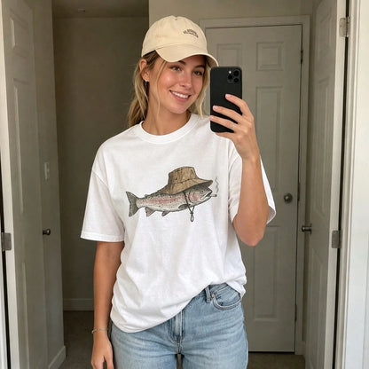 Vintage Funny Fish Smoking Fishing Graphic T-Shirt