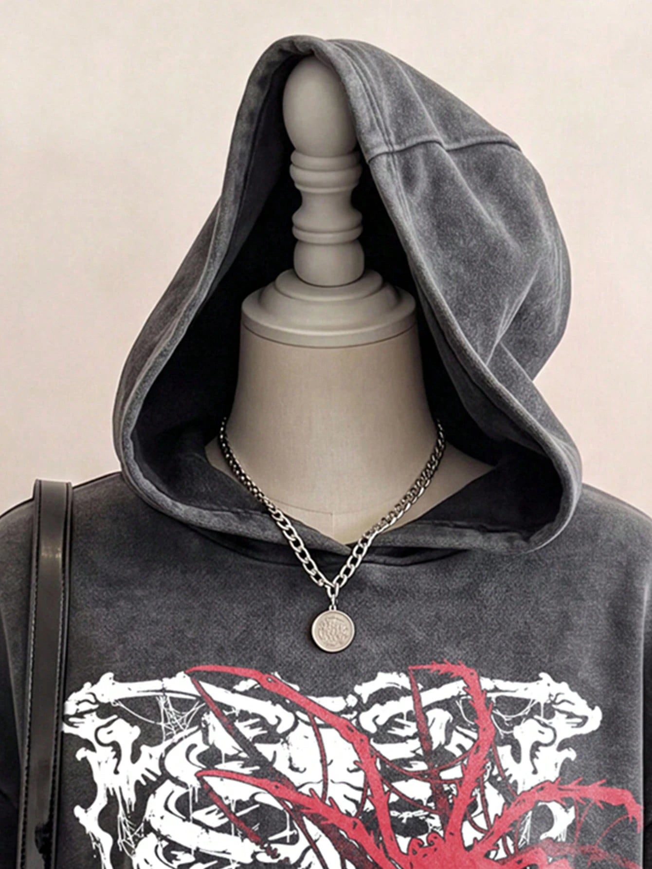 Vintage Goth Distressed Skull Hoodie