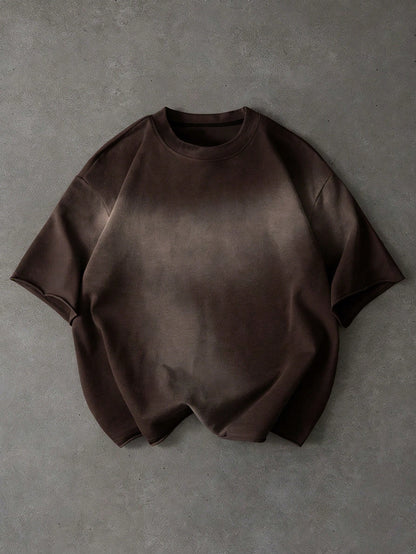 Vintage Gradient Brown Ombre Oversized T-Shirt
