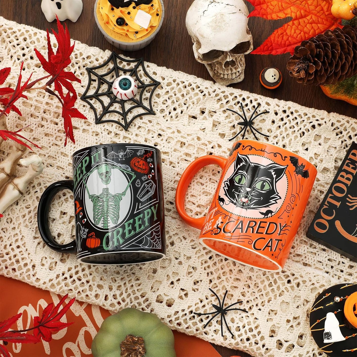 Vintage Halloween Coffee Mug Set Ceramic Mugs