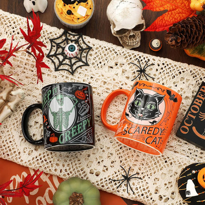 Vintage Halloween Coffee Mug Set Ceramic Mugs