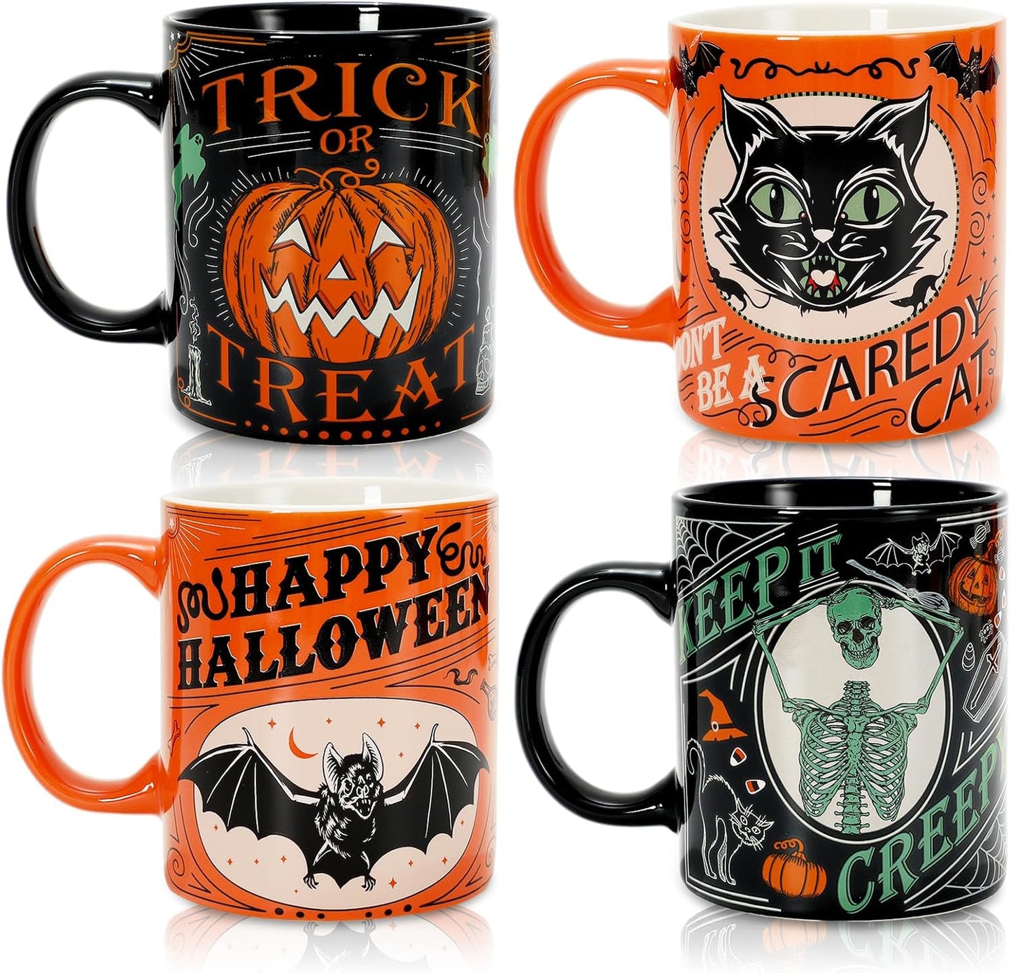 Vintage Halloween Coffee Mug Set Ceramic Mugs