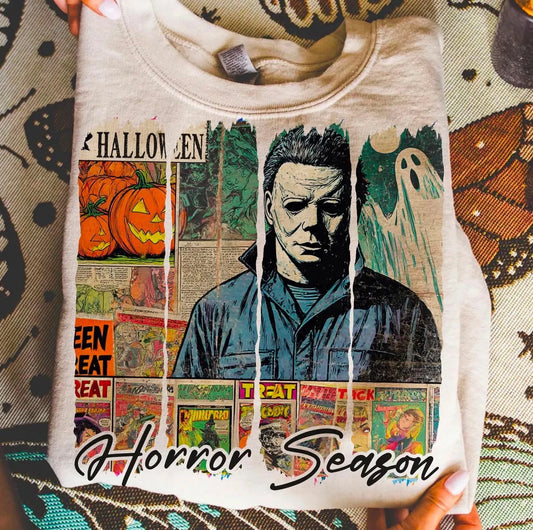 Vintage Retro Spooky Horror Season Comic Graphic Sand Fall Tee