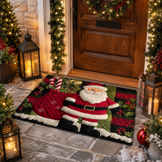 Vintage Santa Claus Quilted Sack Christmas Gate Doormat