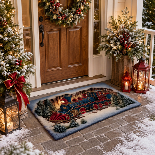 Vintage Steam Train Express Hole Christmas Gate Doormat
